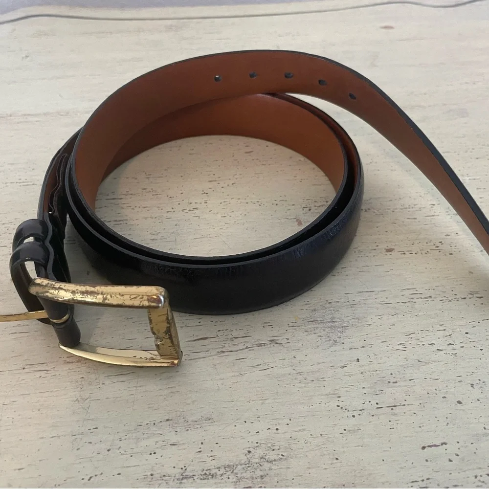 TRAFALGAR Made‎ in USA Glazed Capra Classic Leather Belt in Black Size 42 $105